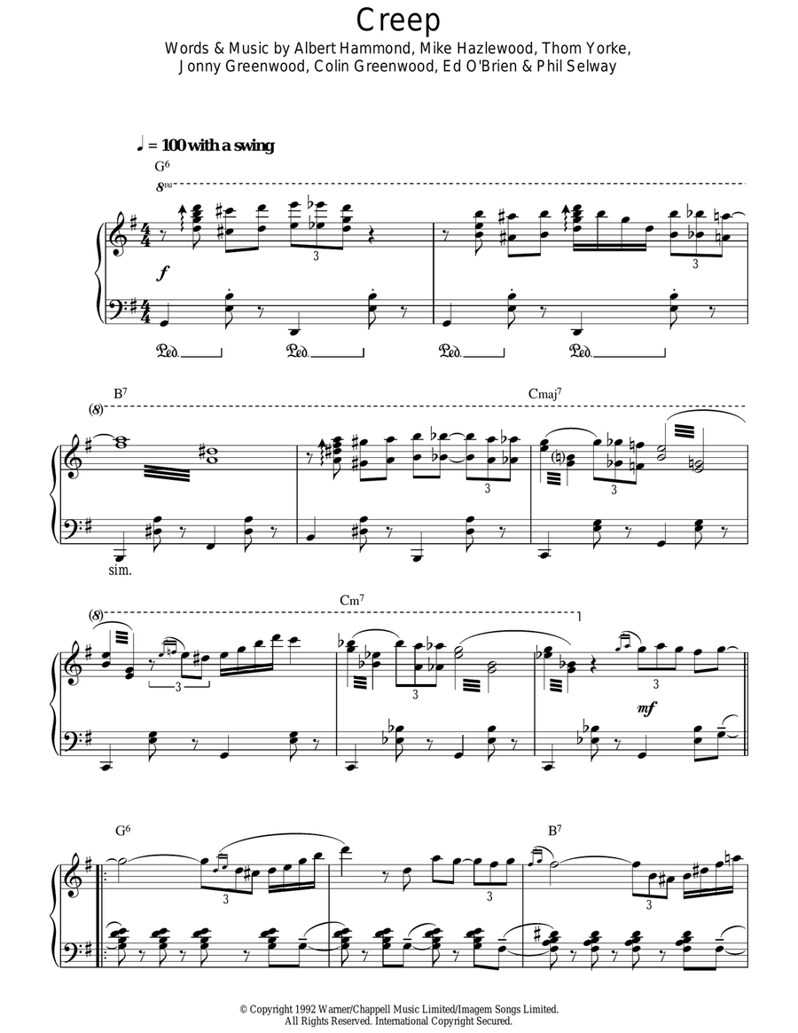 Creep (Jazz Version) Creep (Jazz Version) Piano Solo scores gallery preview page 1