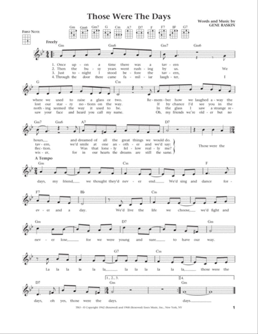 Those Were The Days (from The Daily Ukulele) (arr. Liz and Jim Beloff) Ukulele scores gallery preview page 1