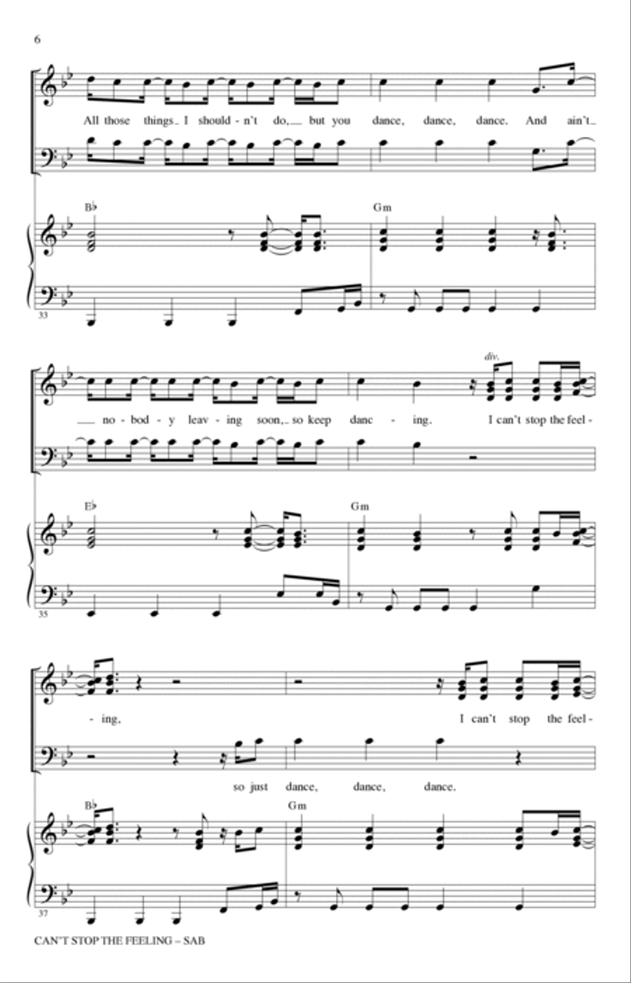 Can't Stop The Feeling (from Trolls) (arr. Mac Huff) 3-Part scores gallery preview page 5