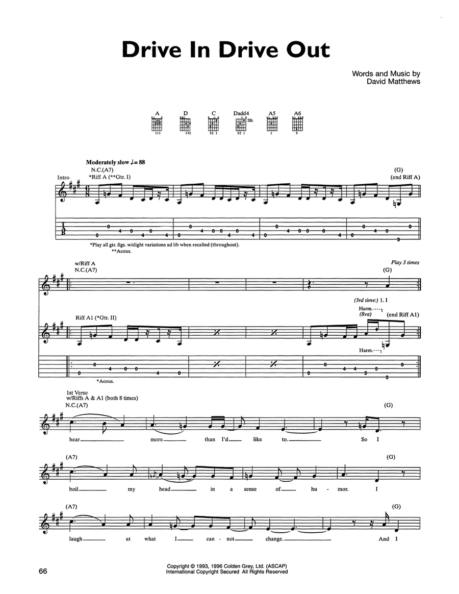 Drive In Drive Out Acoustic Guitar scores gallery preview page 1