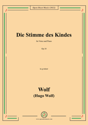 Book cover for Wolf-Die Stimme des Kindes,in g minor,Op.10(IHW 39)