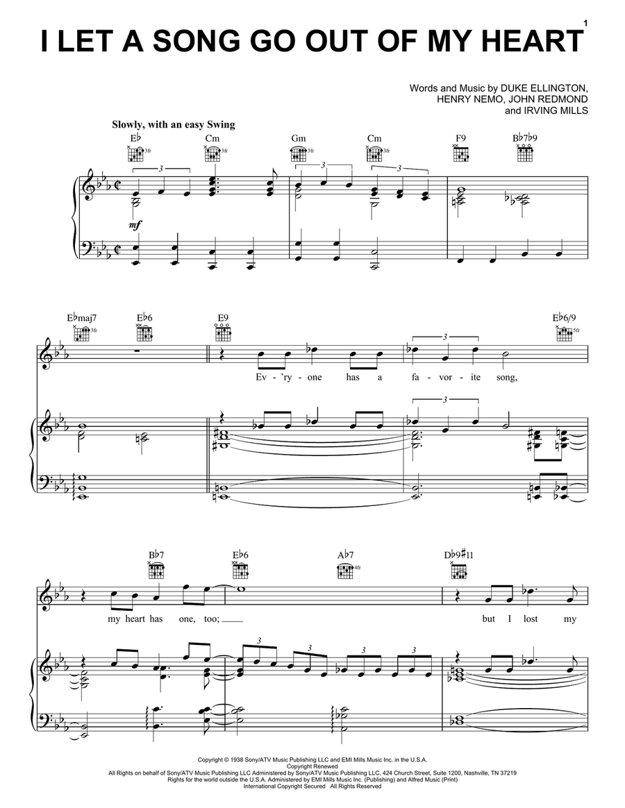 I Let A Song Go Out Of My Heart Piano, Vocal, Guitar scores gallery preview page 1