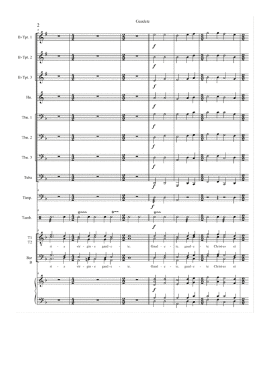 Gaudete TTBB Brass Accompaniment Score and Parts TTBB scores gallery preview page 4