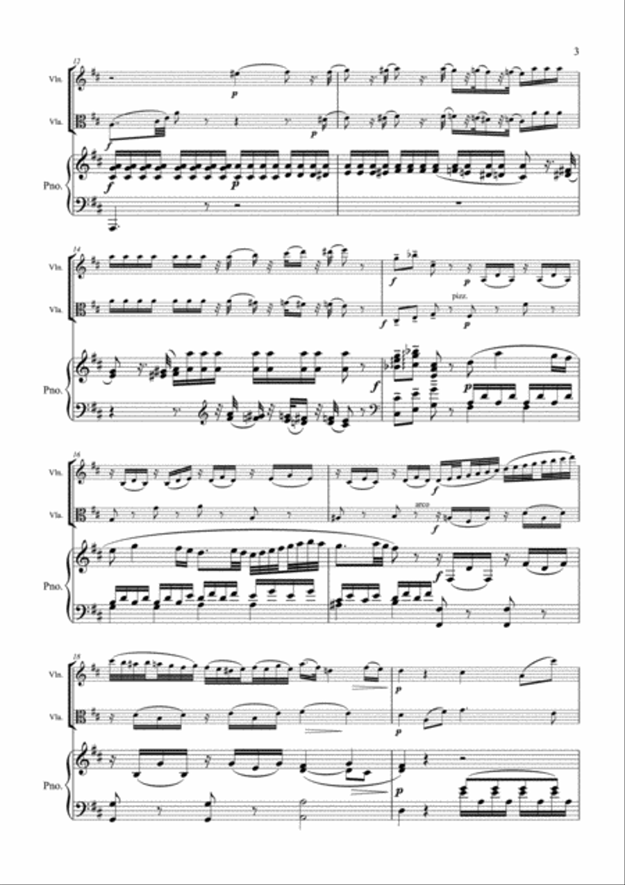 Mozart - Adagio in B minor K 540 - Violin, Viola & Piano Small Ensemble scores gallery preview page 3