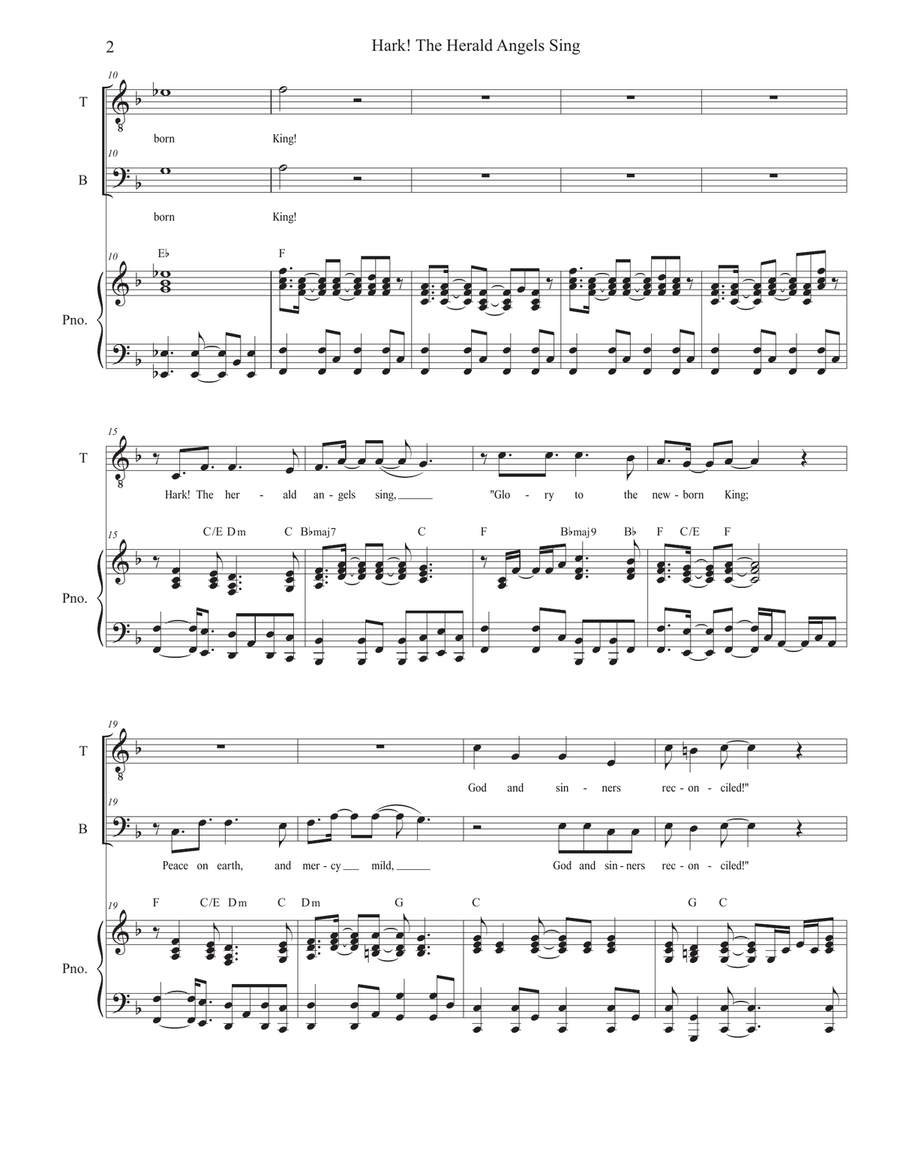 Hark! The Herald Angels Sing (Duet for Tenor and Bass Solo) Tenor Voice scores gallery preview page 2