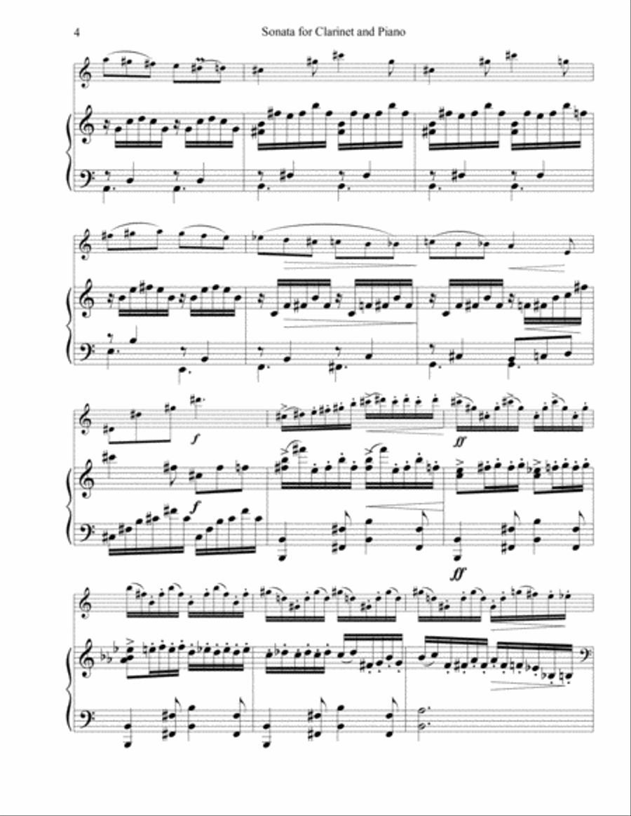 Sonata for Clarinet and Piano Clarinet Solo scores gallery preview page 4