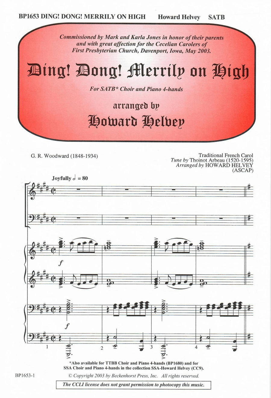 Ding! Dong! Merrily on High - SATB 4-Part scores gallery preview page 1