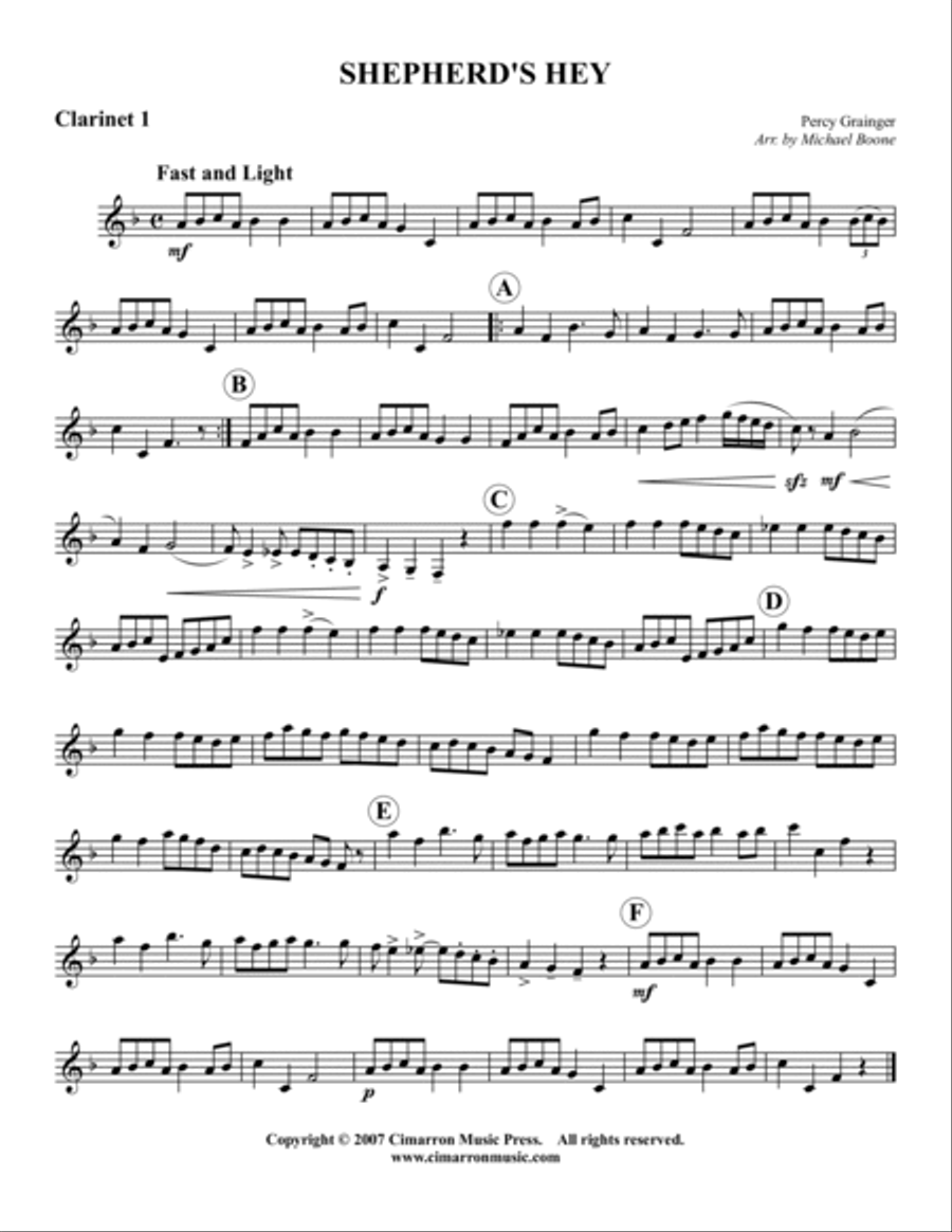Shepherd's Hey Clarinet Quartet scores gallery preview page 3
