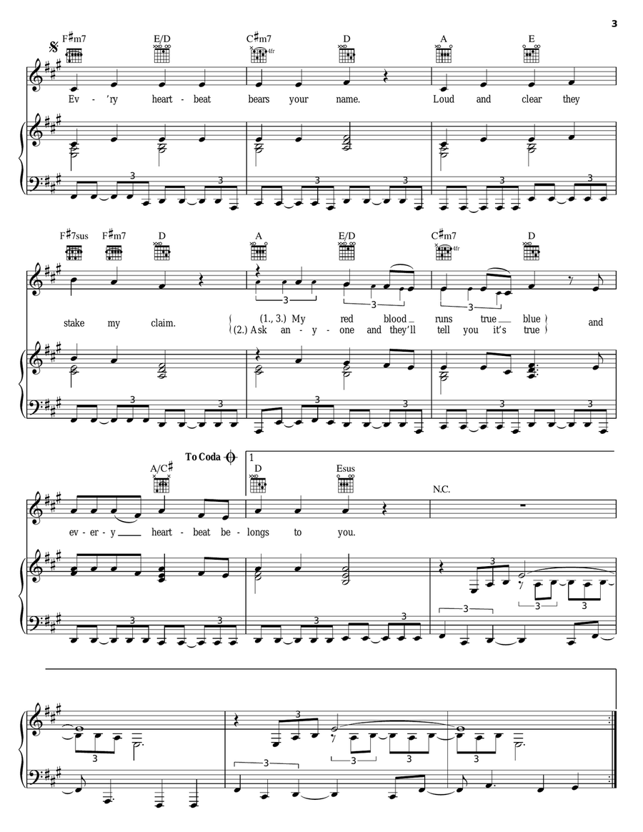Every Heartbeat Piano, Vocal, Guitar scores gallery preview page 3