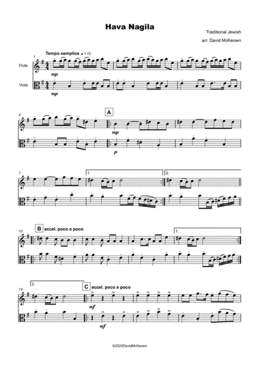 Hava Nagila, Klezmer tune for Flute and Viola Duet