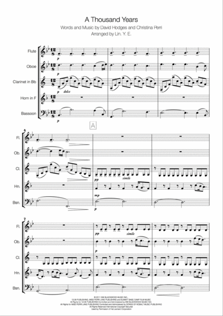 A Thousand Years (Part 2) Woodwind Quintet scores gallery preview page 2