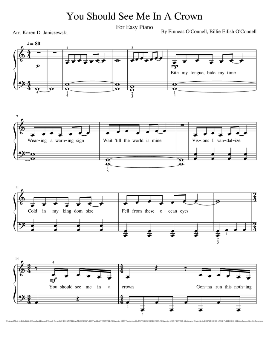 You Should See Me In A Crown Easy Piano scores gallery preview page 1