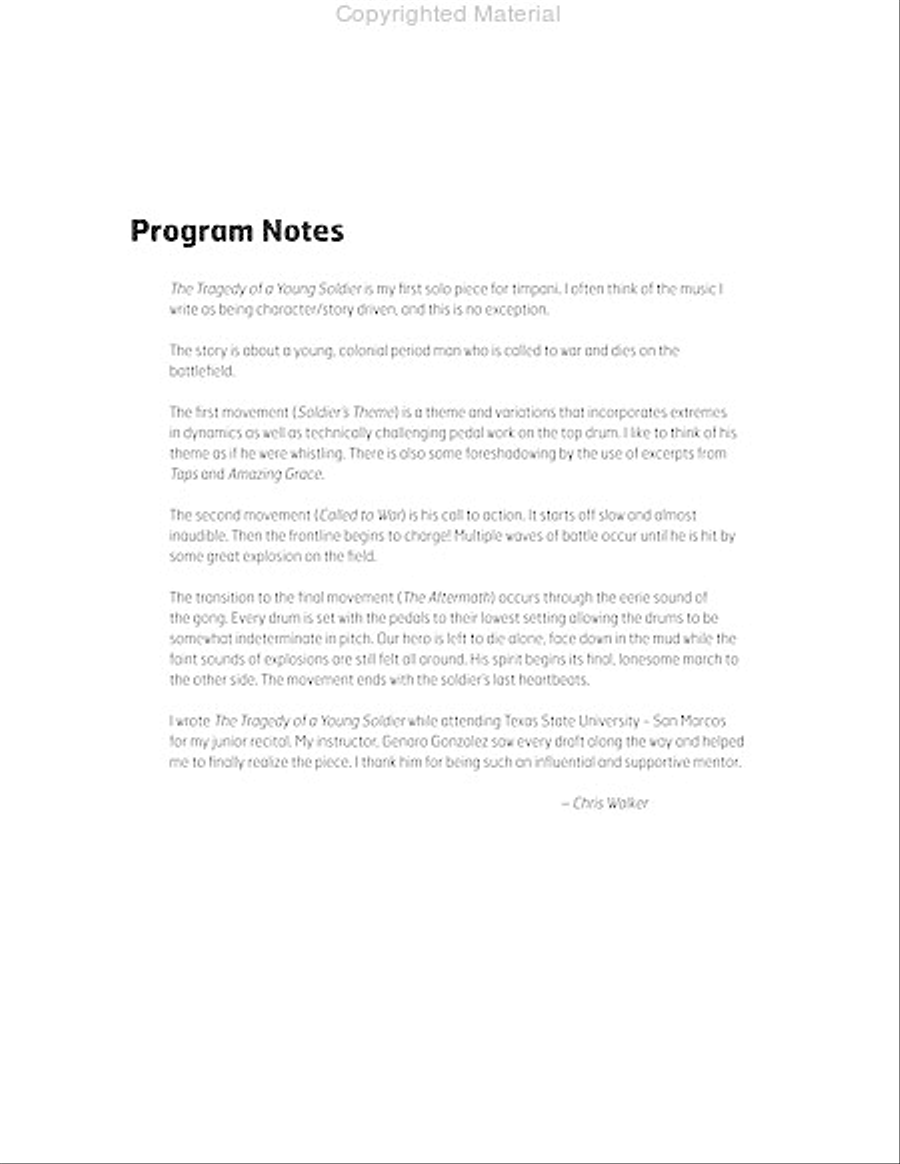 Tragedy of a Young Soldier, The Percussion scores gallery preview page 3