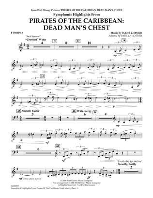 Book cover for Soundtrack Highlights from Pirates Of The Caribbean: Dead Man's Chest - F Horn 3