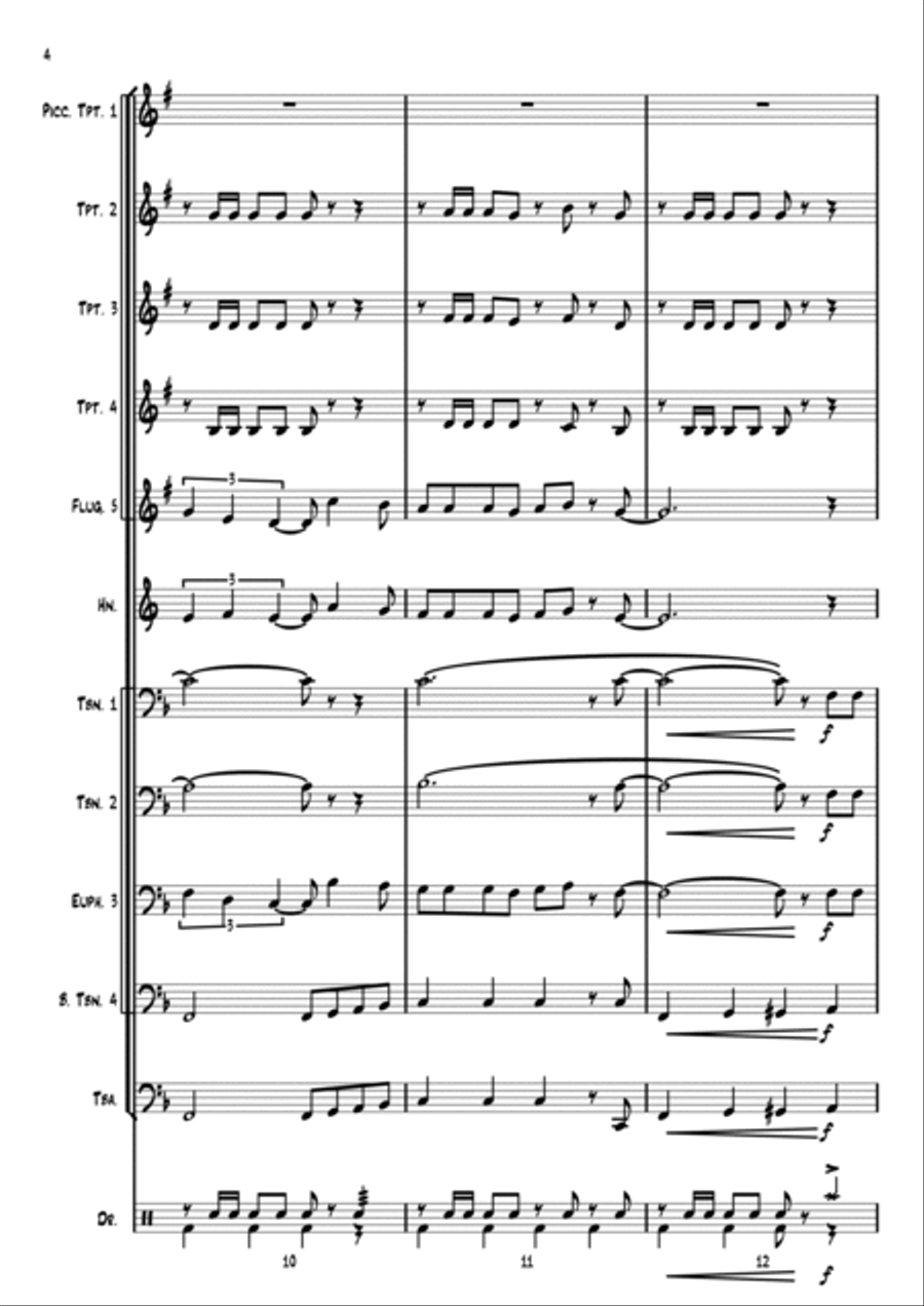 We are Marching in the Light of God 'Siyahamba' Brass Ensemble scores gallery preview page 4