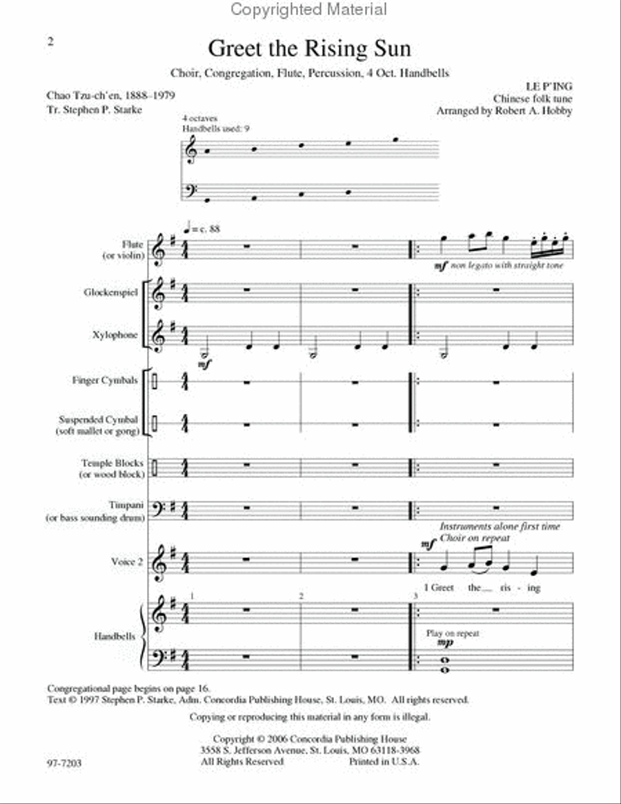 Greet the Rising Sun (Hobby) 2-Part scores gallery preview page 2