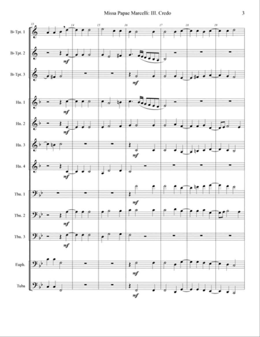 Missa Papae Marcelli - III. Credo Brass Band scores gallery preview page 3