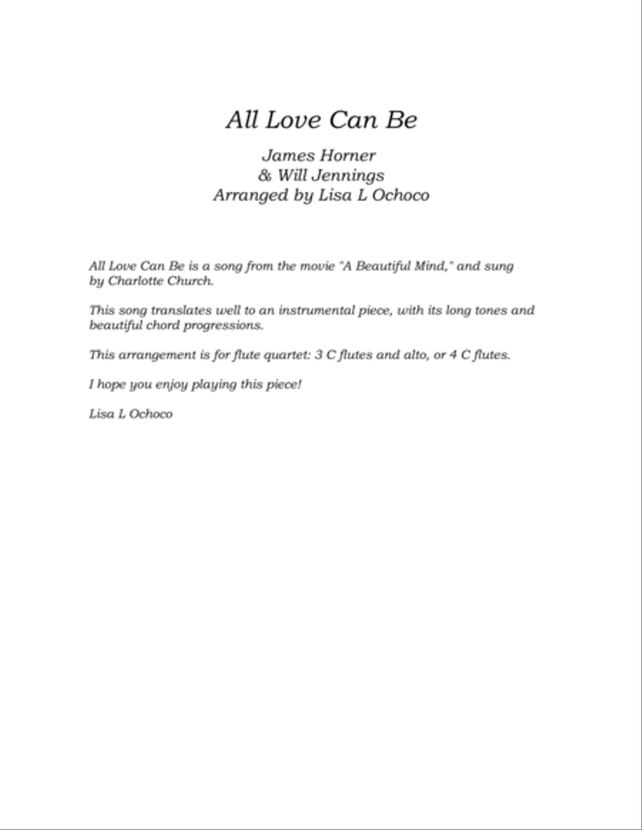 All Love Can Be Flute Quartet scores gallery preview page 4