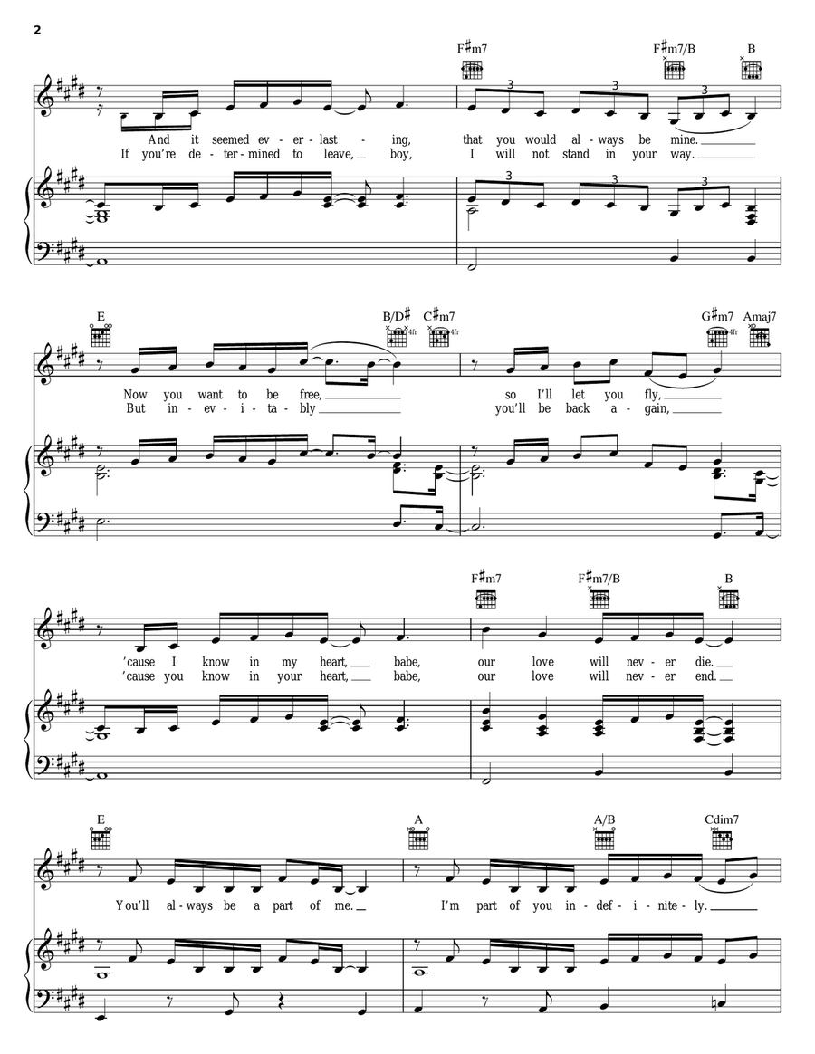 Always Be My Baby Piano, Vocal, Guitar scores gallery preview page 2