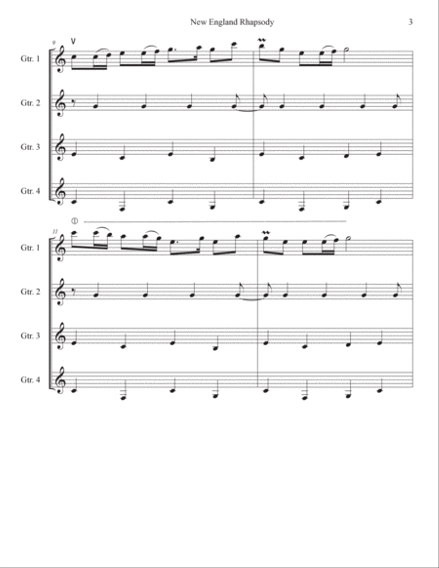 New England Rhapsody for Guitar Quartet Guitar Ensemble scores gallery preview page 5