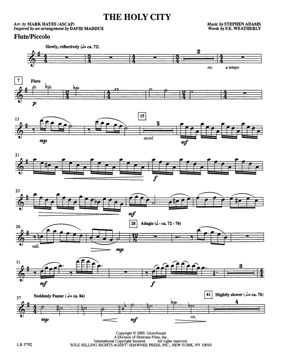 The Holy City (arr. Mark Hayes) - Flute & Piccolo Choir scores gallery preview page 1