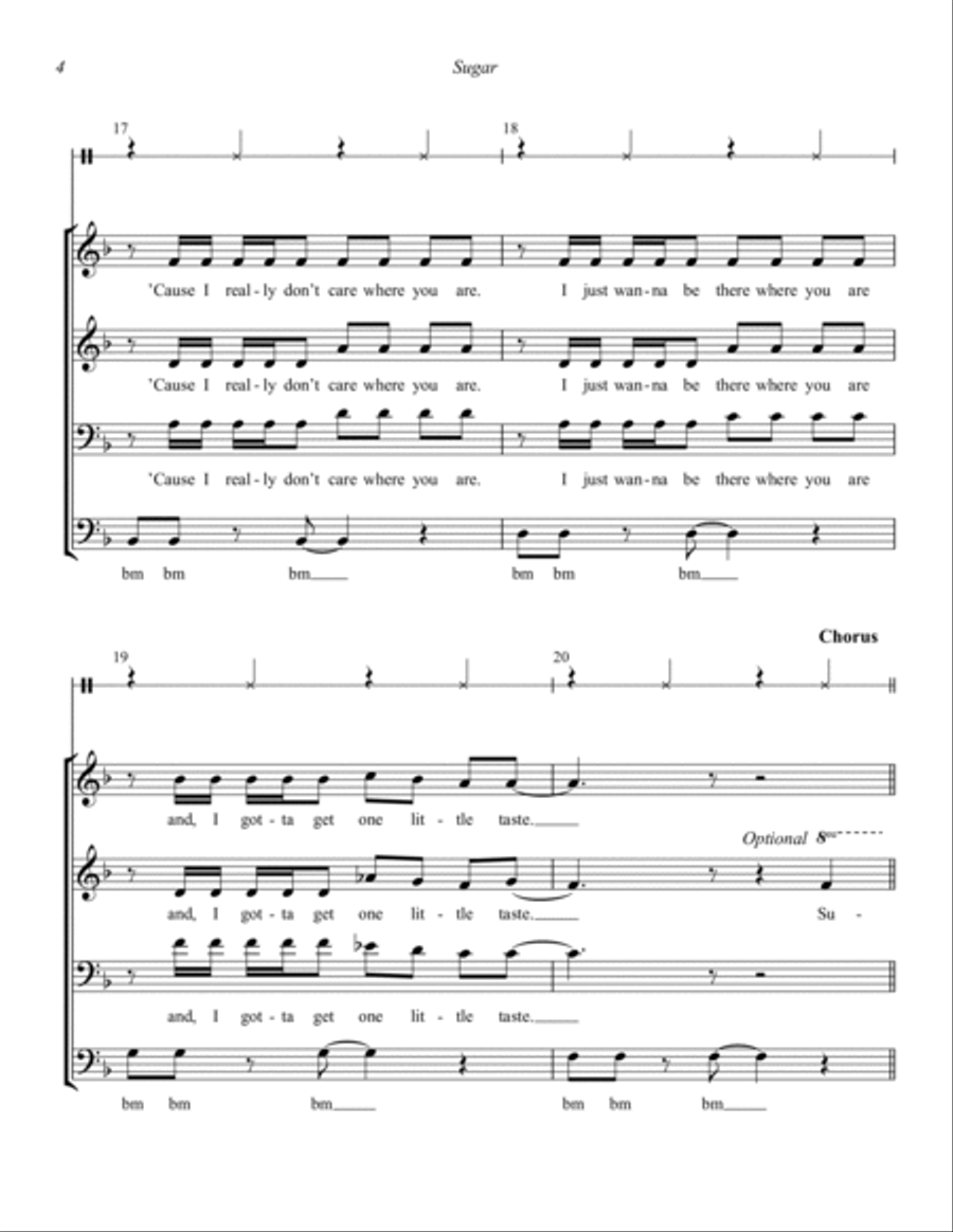 Sugar (arr. Wayne Grimmer) 4-Part scores gallery preview page 4