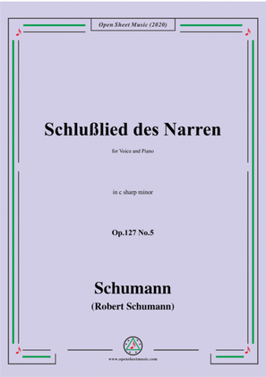 Book cover for Schumann-Schlußlied des Narren Op.127 No.5,in c sharp minor