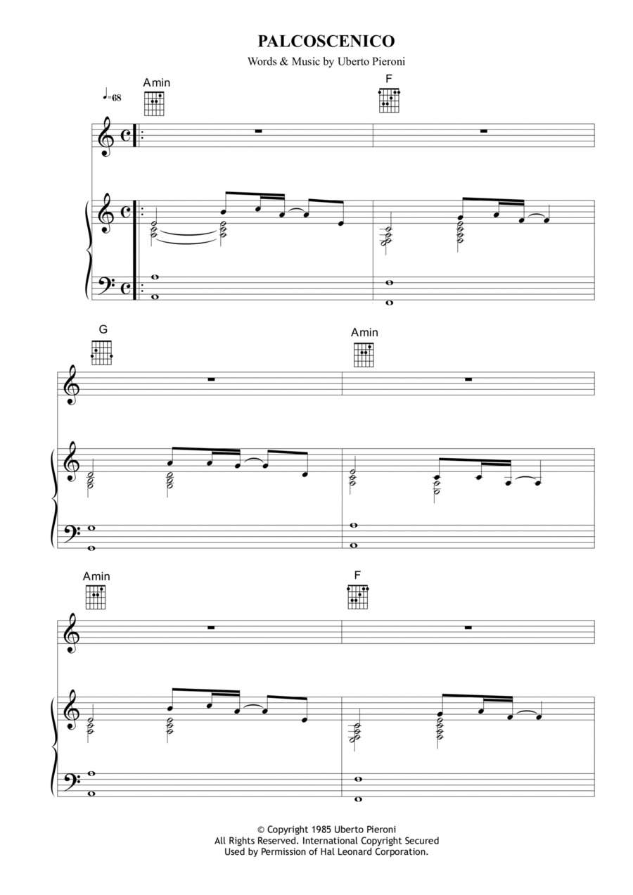 Palcoscenico Piano, Vocal, Guitar scores gallery preview page 1
