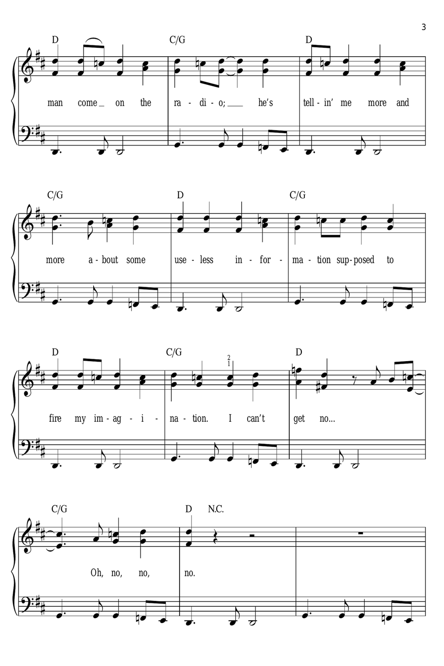 (I Can't Get No) Satisfaction Easy Piano scores gallery preview page 3