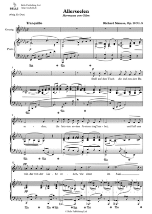 Book cover for Allerseelen, Op. 10 No. 8 (D-flat Major)