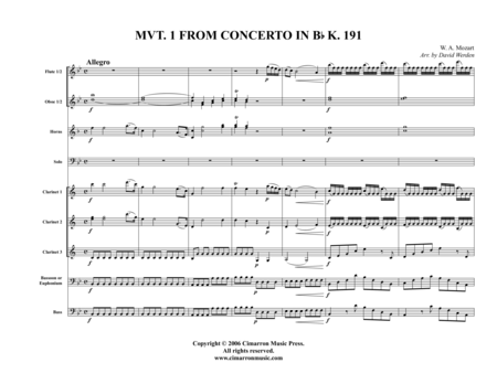 Concerto in Bb, Op. 96 K. 191 (Mvt. 1) image number null