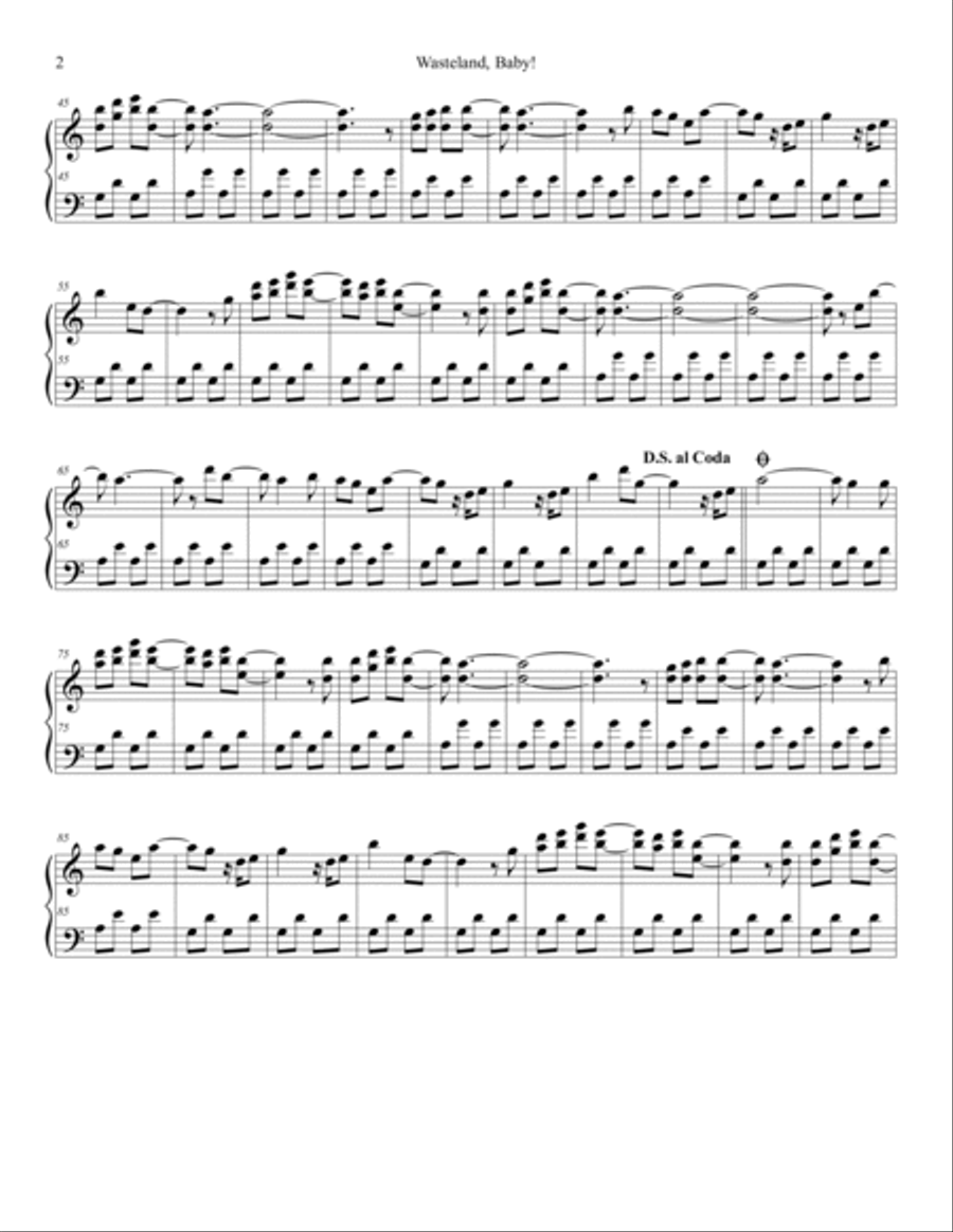 Wasteland, Baby! Piano Solo scores gallery preview page 2