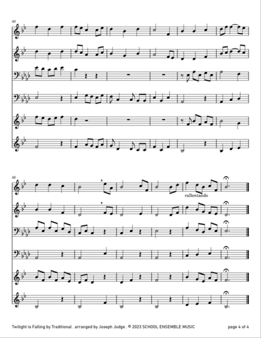Twilight Is Falling for Brass Quartet in Schools Brass Quartet scores gallery preview page 4