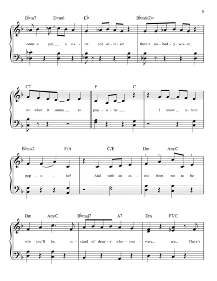 Popular (from Wicked) Easy Piano scores gallery preview page 5