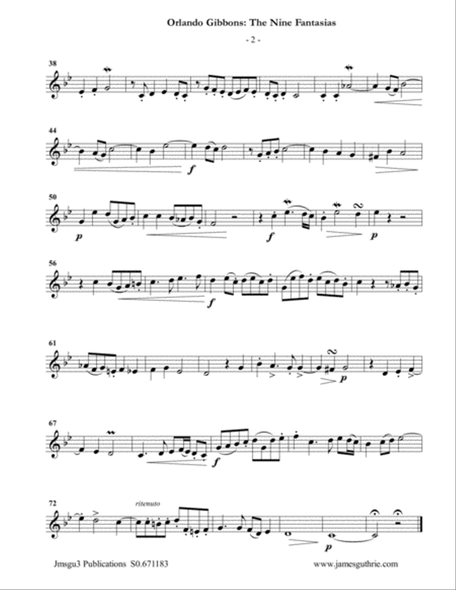 Gibbons: The Nine Fantasias for Flute Trio Flute Trio scores gallery preview page 2