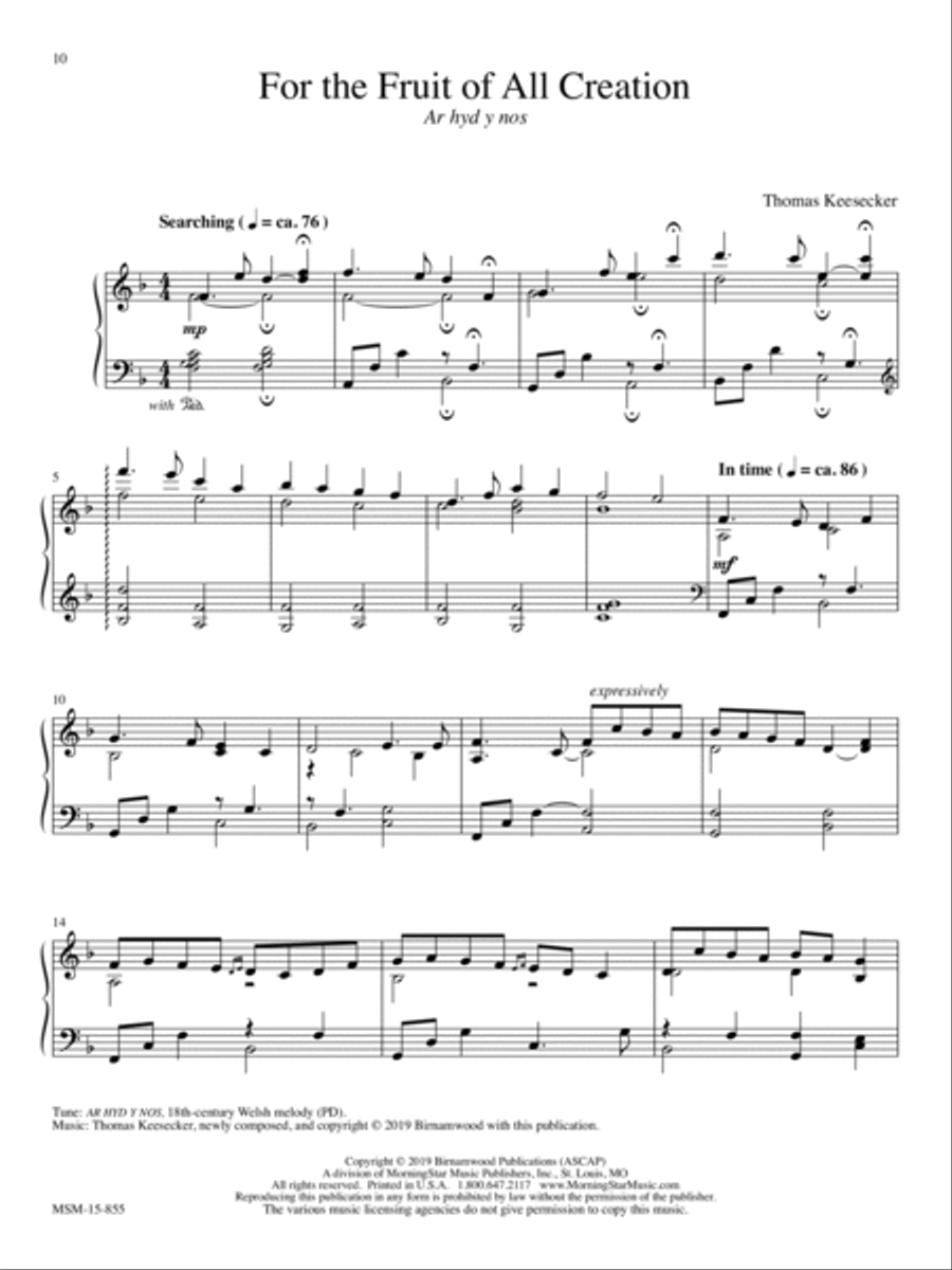For the Fruit of All Creation Piano Solo scores gallery preview page 1
