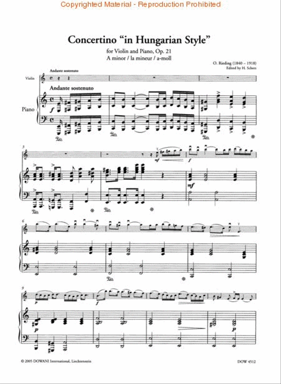 Rieding: Concertino in Hungarian Style for Violin and Piano in A Minor, Op. 21 Violin Solo scores gallery preview page 2