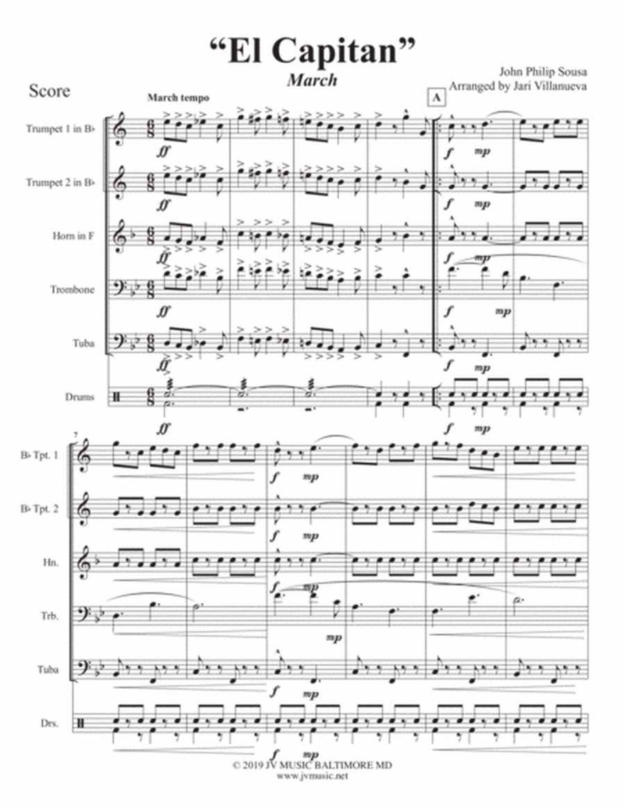 El Capitan for Brass Quintet by John Philip Sousa image number null