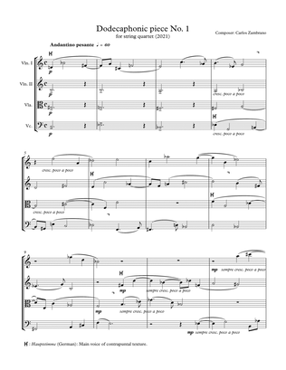 Dodecaphonic piece No. 1 for string quartet