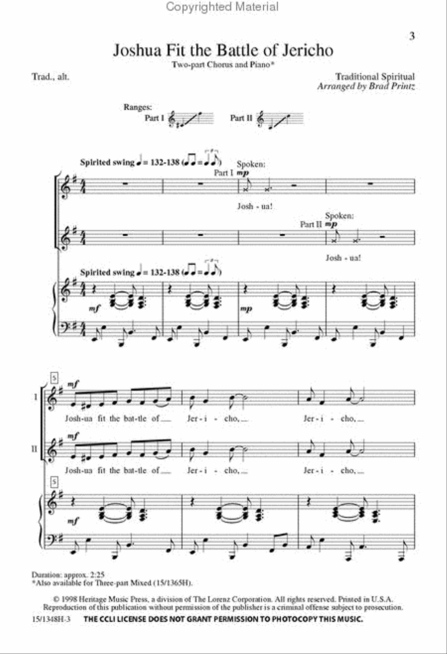 Joshua Fit the Battle of Jericho 2-Part scores gallery preview page 2