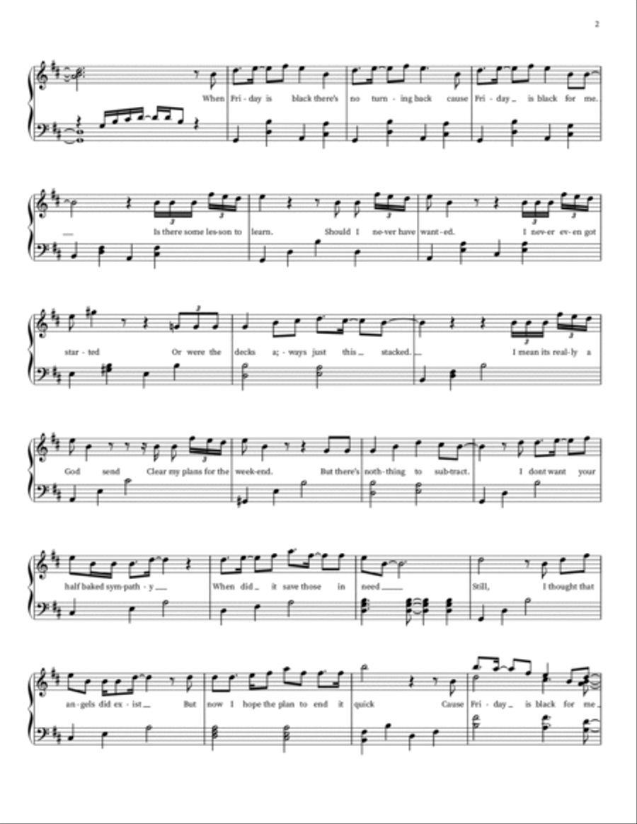 Black Friday Piano Solo scores gallery preview page 2