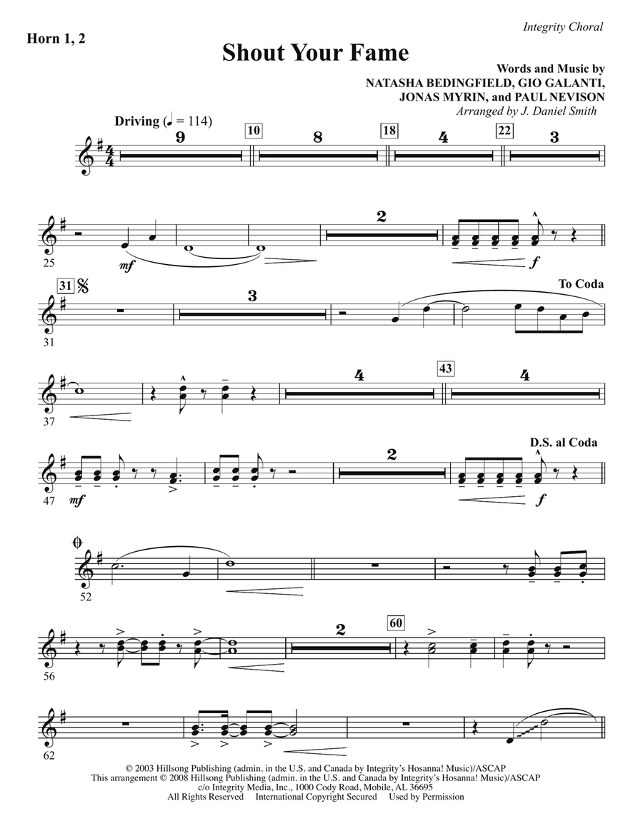 Shout Your Fame - Horn 1 & 2