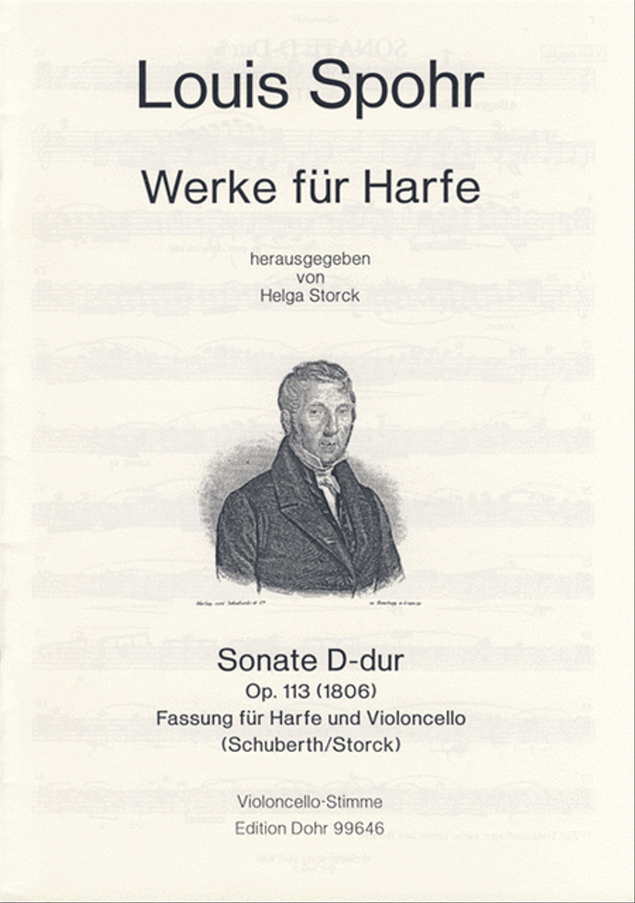 Sonata in D major, opus 113 (cello part only) Harp scores gallery preview page 1