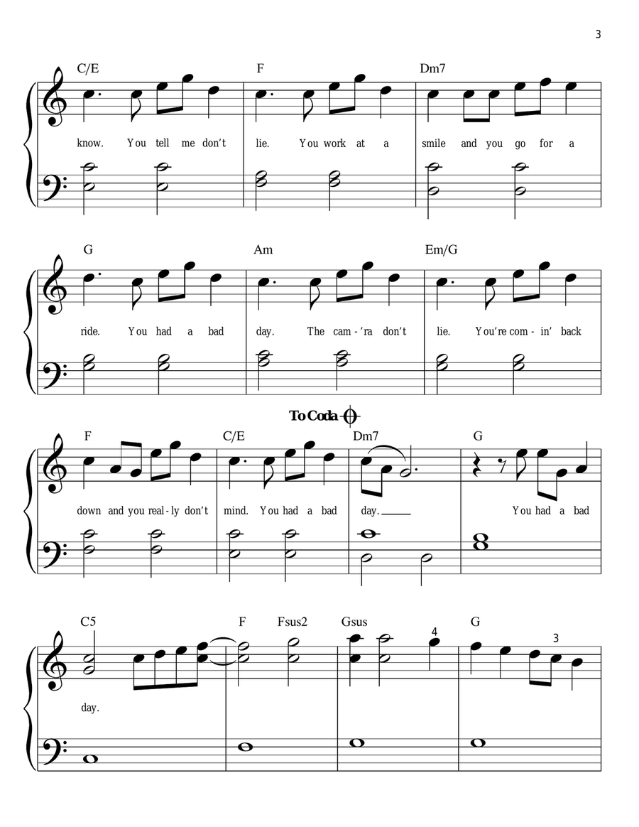 Bad Day Easy Piano scores gallery preview page 3