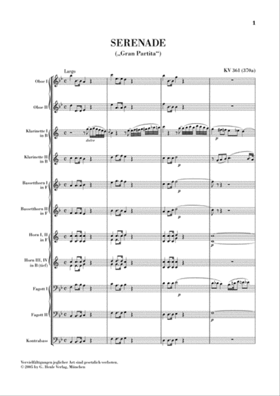 Serenade Gran Partita Bb Major KV 361 (370a) Bassoon scores gallery preview page 2