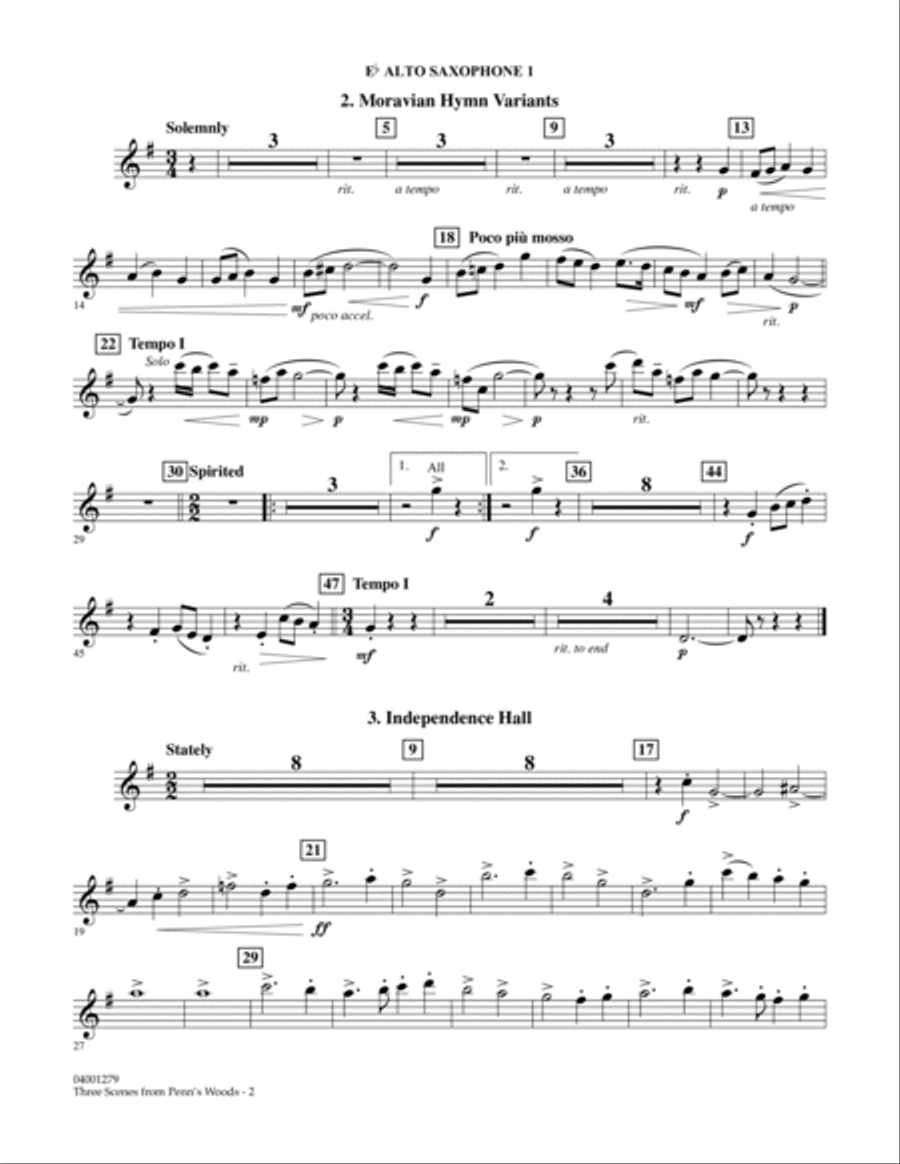 Three Scenes From Penn's Woods - Eb Alto Saxophone 1 Concert Band scores gallery preview page 2