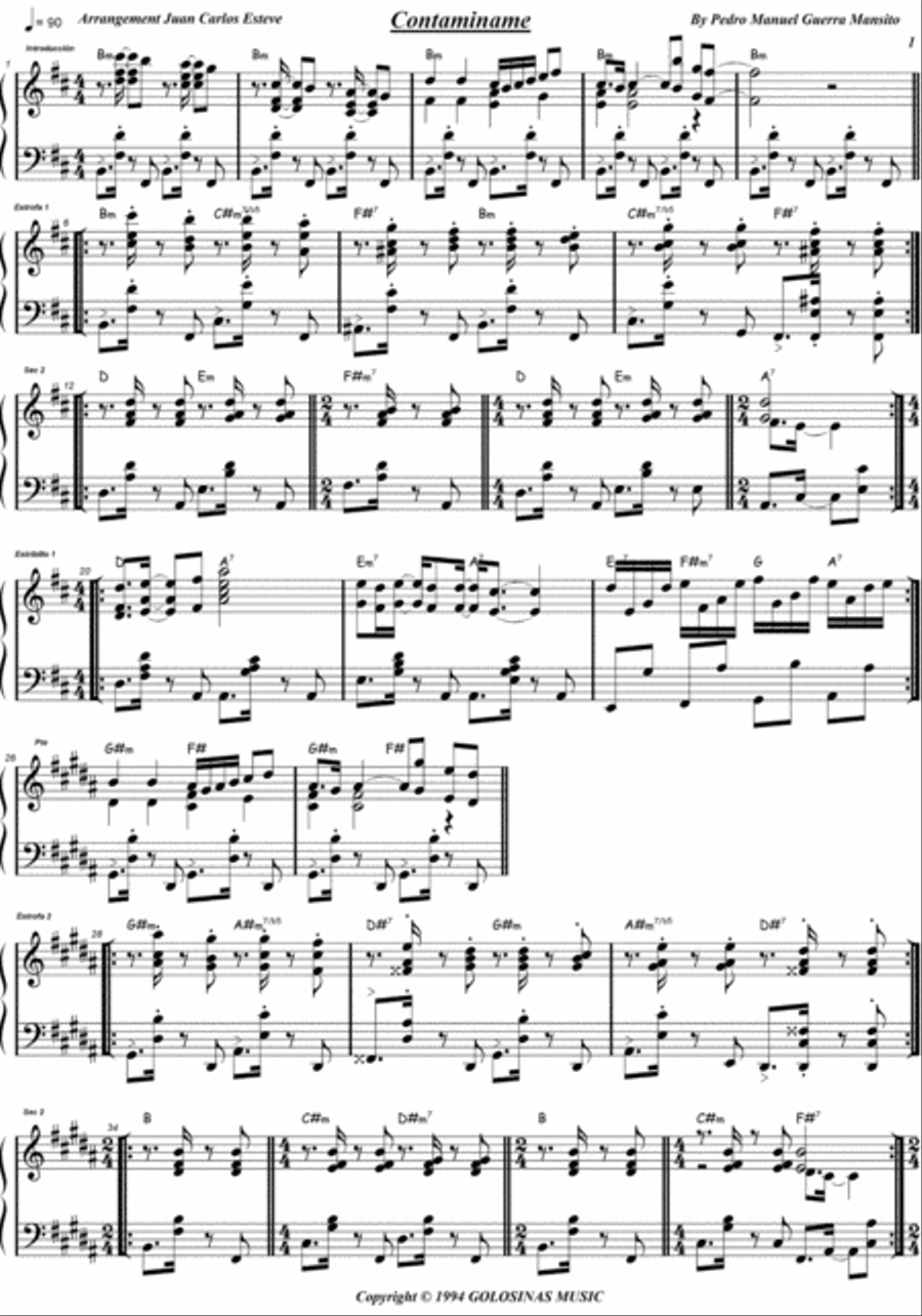 Contaminame Piano Solo scores gallery preview page 2
