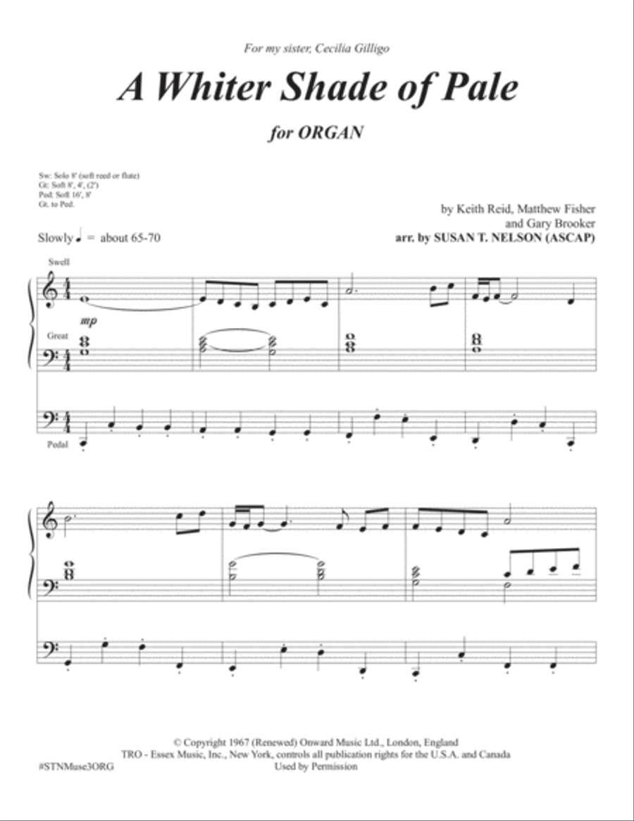 A Whiter Shade Of Pale Organ Solo scores gallery preview page 1