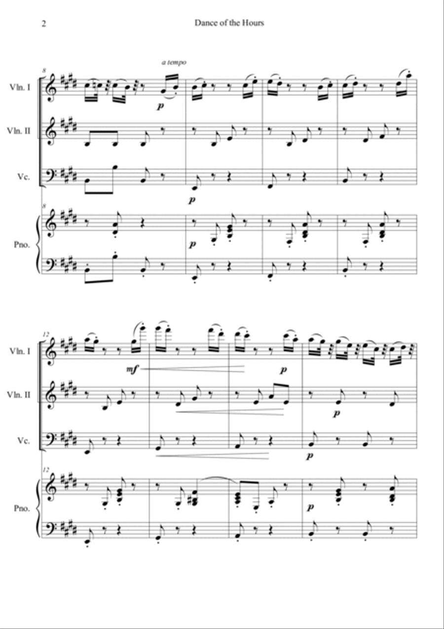 Dance of the Hours Piano Quartet scores gallery preview page 2