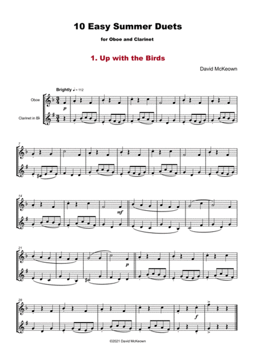 10 Easy Summer Duets for Oboe and Clarinet